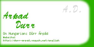arpad durr business card